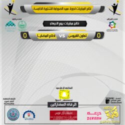 ضمن دورة عميد الصوارمة الشتوية الخامسة جدول مباريات دور الثمانية