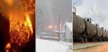 إجلاء سكان بلدتين بعد اشتعال النار في قطار لنقل النفط بأمريكا