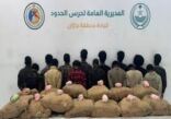 حرس الحدود بمنطقة جازان يقبض على (15) مخالفًا لنظام أمن الحدود لتهريبهم (342) كيلوجرامًا من نبات القات المخدر